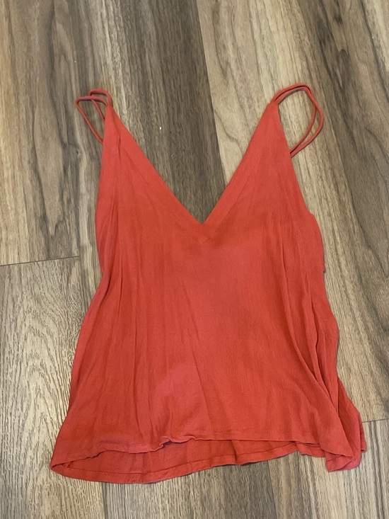 Lulus Tops - Orange V-Neck Spaghetti Strap Women's Tank Top
